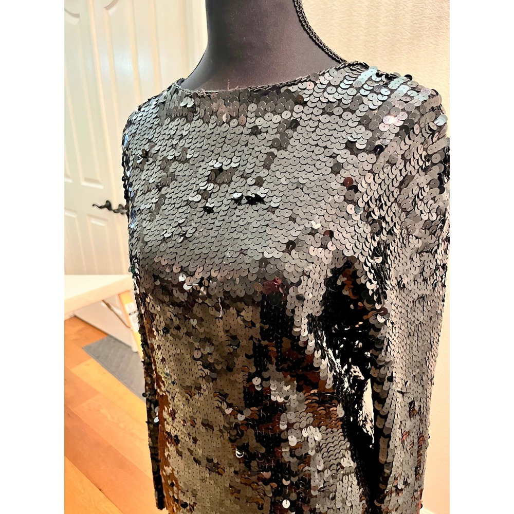 Cathy Hardwick Sequin Dress Womens L Black Excellent Vintage 70s Lambswool Disco